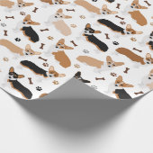 Corgi Dog Pfoten und Knochen Wrapping Paper Geschenkpapier (Ecke)