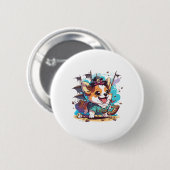 Corgi Dog Pirate Button (Vorne & Hinten)
