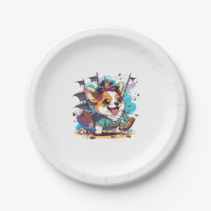 Corgi Dog Pirate Pappteller