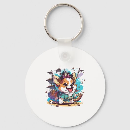 Corgi Dog Pirate Schlüsselanhänger (Vorderseite)