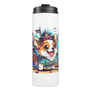 Corgi Dog Pirate Thermosbecher