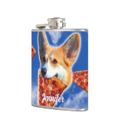 Corgi Dog Pizza essen Flachmann (Links)