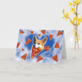 Corgi Dog Pizza essen Karte (Gelbe Blume)