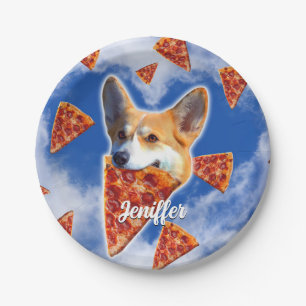 Corgi Dog Pizza essen Pappteller