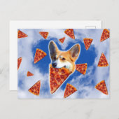 Corgi Dog Pizza essen Postkarte (Vorne/Hinten)