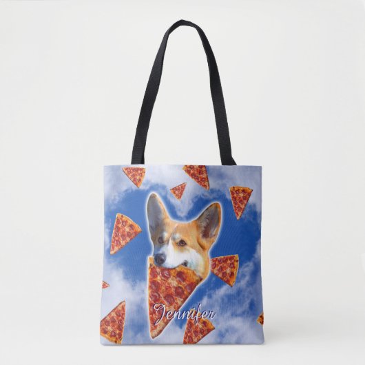 Corgi Dog Pizza essen Tasche (Vorderseite)