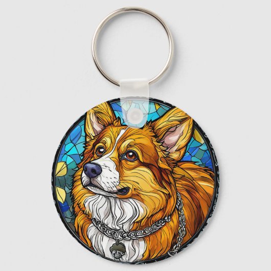 Corgi Dog Portrait Schlüsselanhänger (Vorderseite)