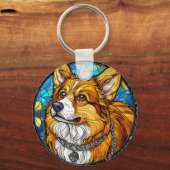 Corgi Dog Portrait Schlüsselanhänger (Vorderseite)