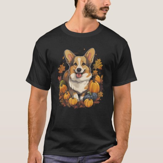 Corgi Dog Pumpkin Erntedank Fall Halloween T Sh T-Shirt (Vorderseite)