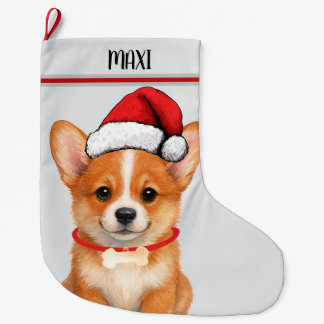 Corgi Dog Puppy Custom Pet Großer Weihnachtsstrumpf