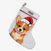 Corgi Dog Puppy Custom Pet Großer Weihnachtsstrumpf (Vorderansicht (hängend))