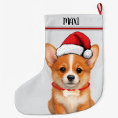 Corgi Dog Puppy Custom Pet Großer Weihnachtsstrumpf (Rückseite)