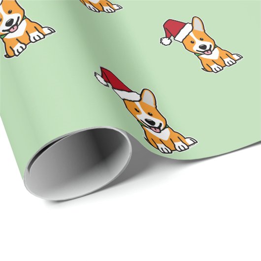 Corgi dog puppy Pembroke Welsh Christmas Santa Geschenkpapier (Rolleneckpunkt)