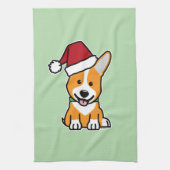 Corgi dog puppy Pembroke Welsh Christmas Santa hat Geschirrtuch (Vertikal)