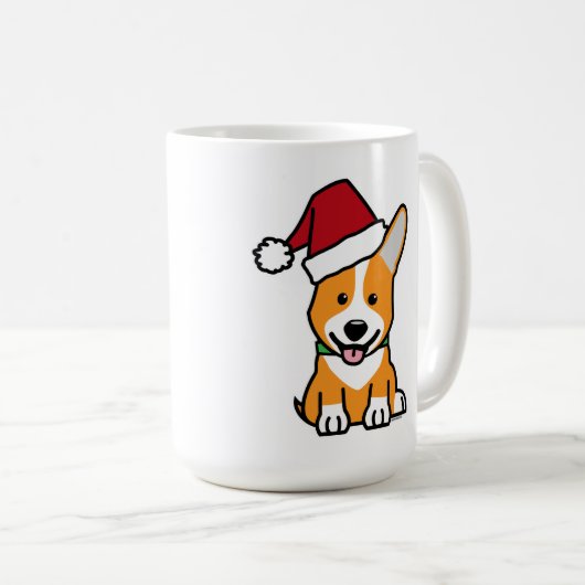 Corgi dog puppy Pembroke Welsh Christmas Santa hat Kaffeetasse (VorderseiteRechts)
