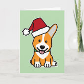 Corgi dog puppy Pembroke Welsh Christmas Santa hat Karte (Vorderseite)