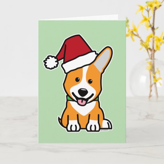 Corgi dog puppy Pembroke Welsh Christmas Santa hat Karte (Gelbe Blume)