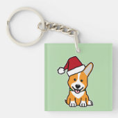Corgi dog puppy Pembroke Welsh Christmas Santa hat Schlüsselanhänger (Vorderseite)