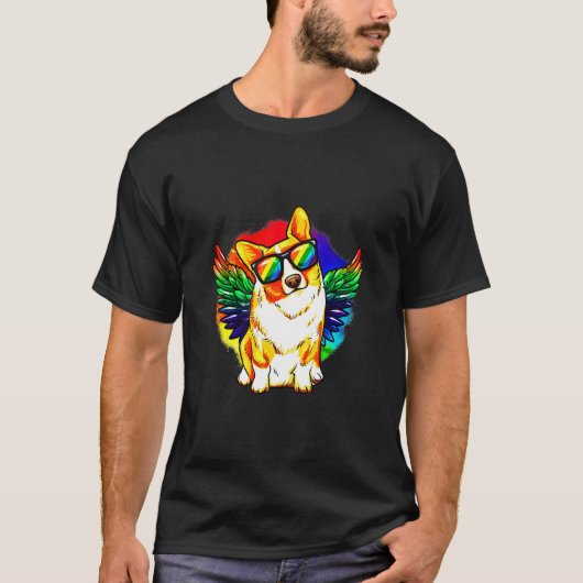 Corgi Dog Rainbow Pride T-Shirt (Vorderseite)