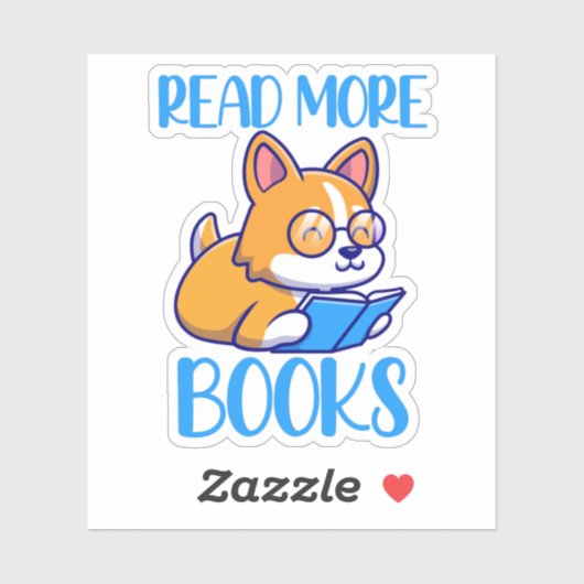 Corgi Dog Reading Book Sticker (Blatt)