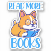Corgi Dog Reading Book Sticker (Vorderseite)