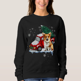 Corgi Dog Red Truck Weihnachten Pajama Long Sweatshirt