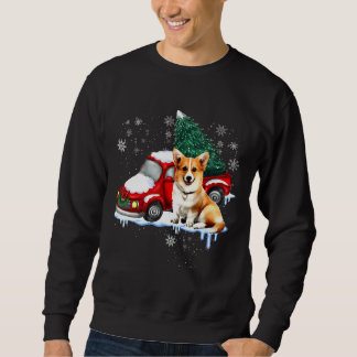 Corgi Dog Red Truck Weihnachten Pajama Long Sweatshirt