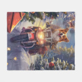 Corgi Dog Riding Motorrad Weihnachten Fleecedecke (Vorderseite (Horizontal))