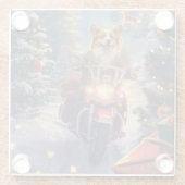 Corgi Dog Riding Motorrad Weihnachten Glasuntersetzer (Rückseite)