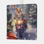 Corgi Dog Riding Motorrad Weihnachten Keramikornament (Links)