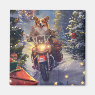 Corgi Dog Riding Motorrad Weihnachten Magnet