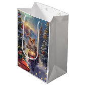 Corgi Dog Riding Motorrad Weihnachten Mittlere Geschenktüte (Vorderseite Schrägansicht)