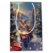 Corgi Dog Riding Motorrad Weihnachten Mittlere Geschenktüte (Vorderseite)