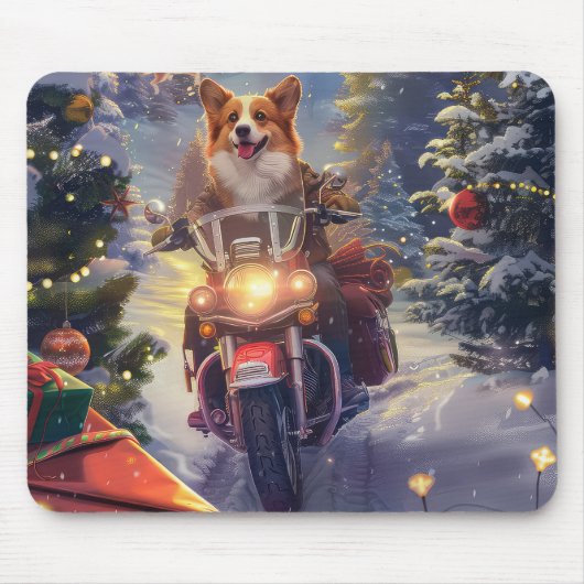 Corgi Dog Riding Motorrad Weihnachten Mousepad (Vorne)