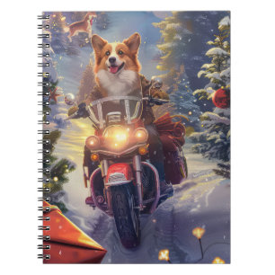 Corgi Dog Riding Motorrad Weihnachten Notizblock