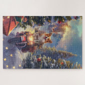 Corgi Dog Riding Motorrad Weihnachten Puzzle (Horizontal)