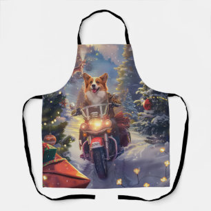 Corgi Dog Riding Motorrad Weihnachten Schürze