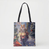 Corgi Dog Riding Motorrad Weihnachten Tasche (Vorderseite)