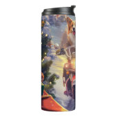 Corgi Dog Riding Motorrad Weihnachten Thermosbecher (Nach links gedreht)