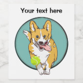 Corgi Dog Running Weinetikett (Einzelnes Label)