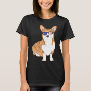 Corgi Dog Sonnenbrille American Flag Premium T-Shirt