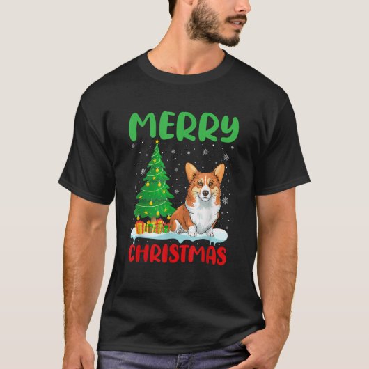 Corgi Dog Tree Xmas Sweater Men Ugi Christi T-Shirt