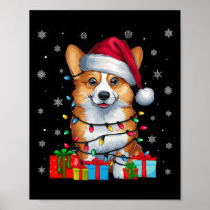 Corgi Dog Ugly Xmas Lights Weihnachtsmannmütze Cor Poster