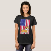 Corgi Dog Usa Flag T-Shirt (Vorne ganz)