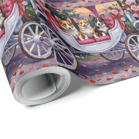 Corgi Dog Valentine's Day  Geschenkpapier (Rolleneckpunkt)
