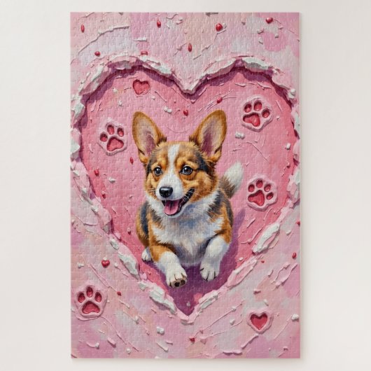 Corgi Dog Valentine's Day Heart Cookie Run Puzzle (Vertikal)