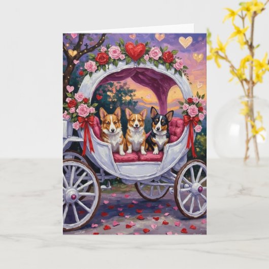 Corgi Dog Valentine's Day  Karte (Gelbe Blume)