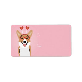 Corgi Dog Valentinstag Adressaufkleber