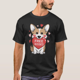 Corgi Dog Valentinstag Frei Kisses T-Shirt