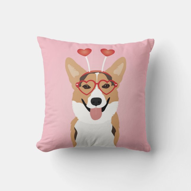 Corgi Dog Valentinstag Kissen (Vorderseite)